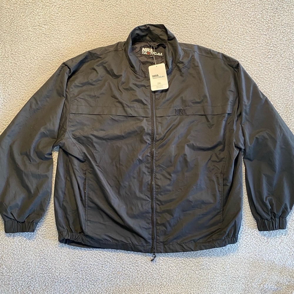 NWT NRA Concealed Carry Black Tactical Full Zip Windbreaker Jacket Men’s Size XL